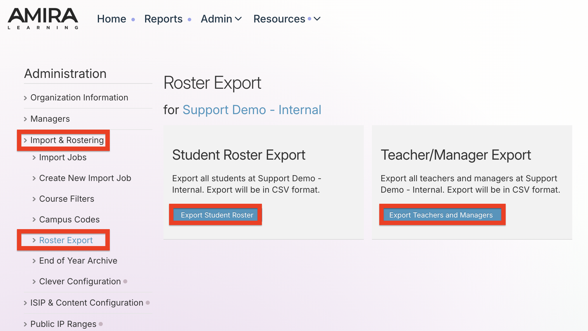 Roster Export