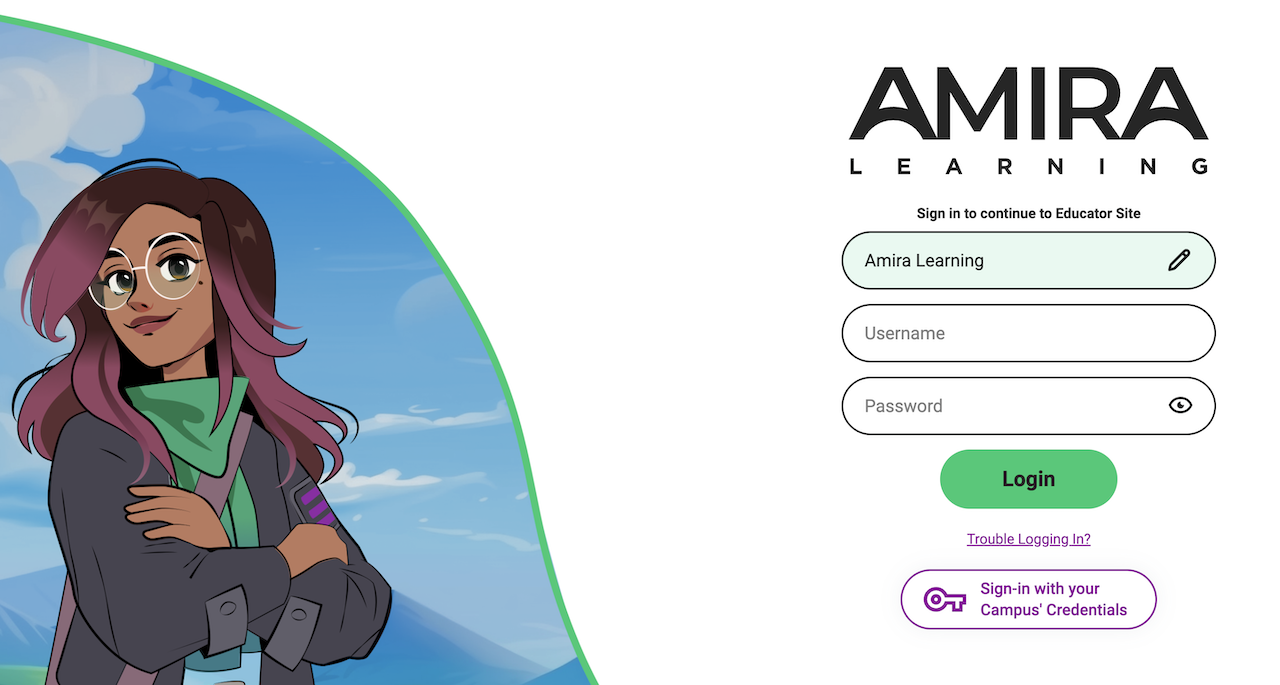 Where do students go to log in to Amira Learning?